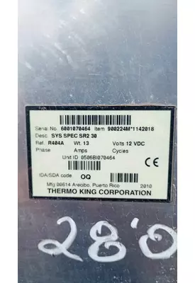 Thermo King Corporation SYS SPEC SR2 30 Refer Unit