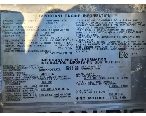 UD/Nissan J05D-TA Engine Assembly