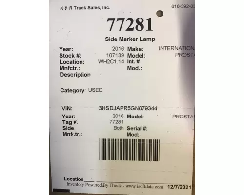 UNIVERSAL PROSTAR Side Marker Lamp, Rear