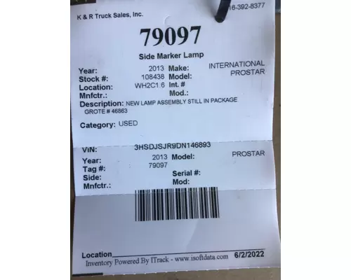 UNIVERSAL PROSTAR Side Marker Lamp, Rear
