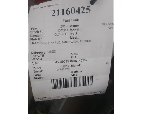 VOLVO 100 gal Fuel Tank