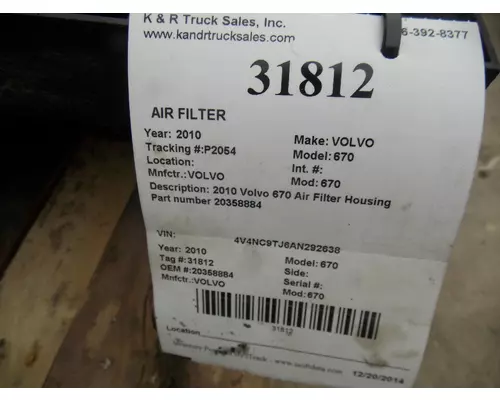 VOLVO 670 Air CleanerParts 