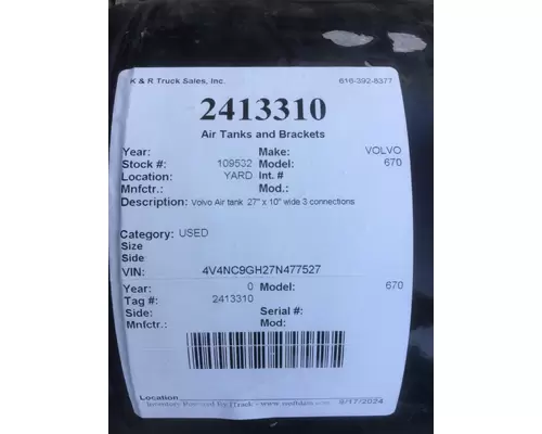 VOLVO 670 Air Tanks and Brackets