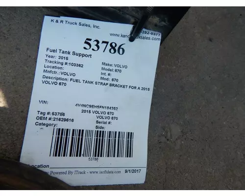 VOLVO 670 Fuel Tank Support