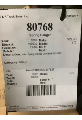 VOLVO 670 Spring Hanger