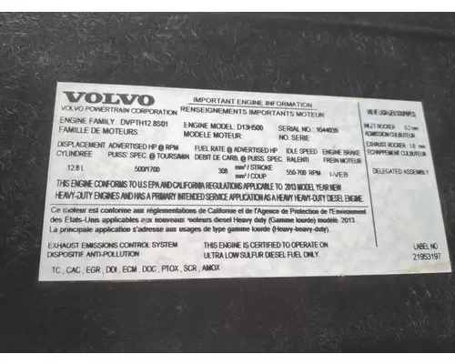 VOLVO D13 SCR Engine Assembly