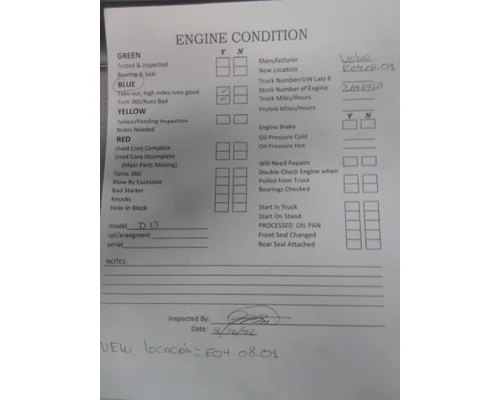 VOLVO D13F EPA 07 (MP8) ENGINE ASSEMBLY