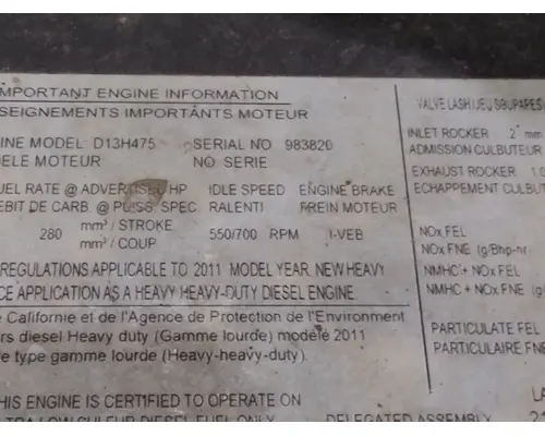 VOLVO D13H EPA 10 (MP8) ENGINE ASSEMBLY