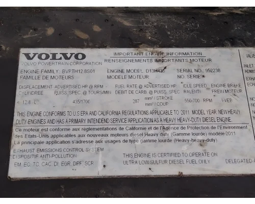 VOLVO D13H EPA 10 (MP8) ENGINE ASSEMBLY