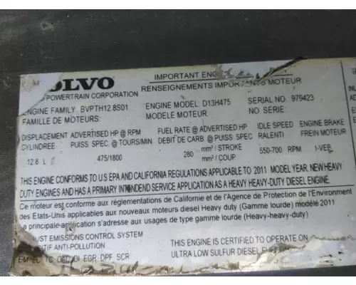 VOLVO D13H EPA 10 (MP8) ENGINE ASSEMBLY