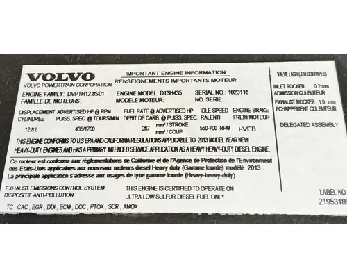VOLVO D13H Engine Assembly