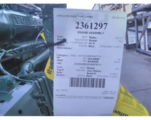 VOLVO D13J EPA 13 (MP8) ENGINE ASSEMBLY