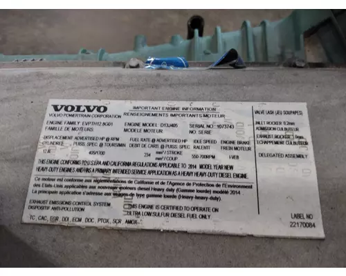 VOLVO D13J EPA 13 (MP8) ENGINE ASSEMBLY