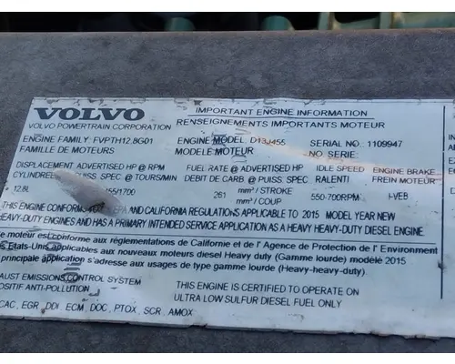 VOLVO D13J EPA 13 (MP8) ENGINE ASSEMBLY