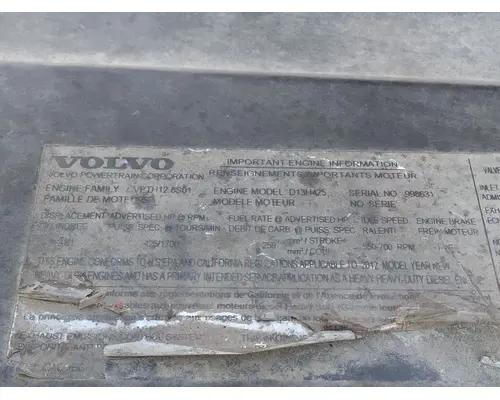 VOLVO D13J EPA 13 (MP8) ENGINE ASSEMBLY