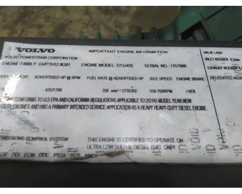 VOLVO D13J EPA 13 (MP8) ENGINE ASSEMBLY