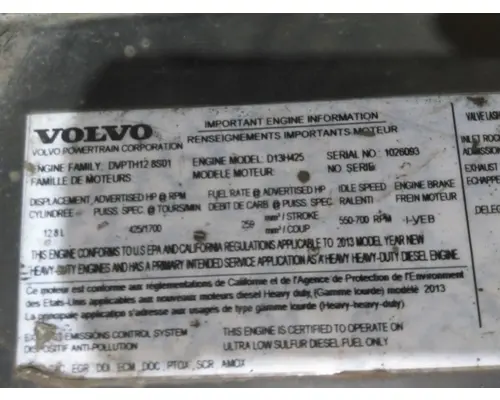 VOLVO D13J EPA 13 (MP8) ENGINE ASSEMBLY