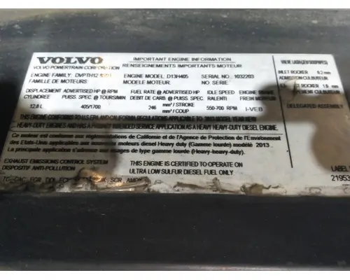 VOLVO D13J EPA 13 (MP8) ENGINE ASSEMBLY