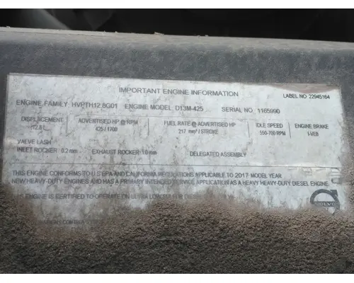 VOLVO D13M EPA 17 (MP8) ENGINE ASSEMBLY