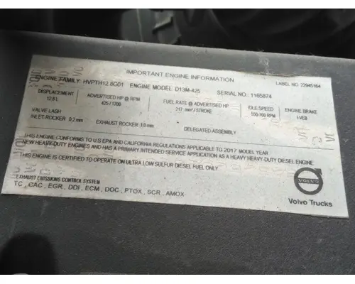 VOLVO D13M EPA 17 (MP8) ENGINE ASSEMBLY