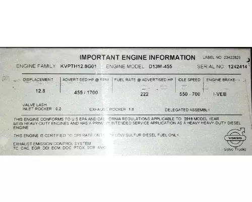 VOLVO D13M EPA 17 (MP8) ENGINE ASSEMBLY