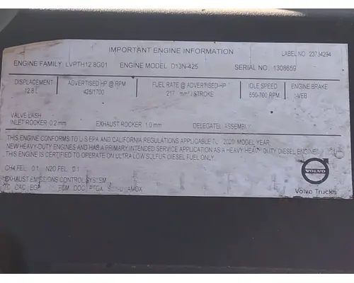 VOLVO D13M EPA 17 (MP8) ENGINE ASSEMBLY