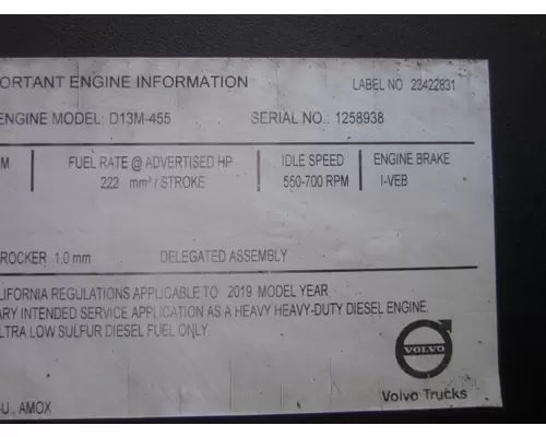 VOLVO D13M EPA 17 (MP8) ENGINE ASSEMBLY