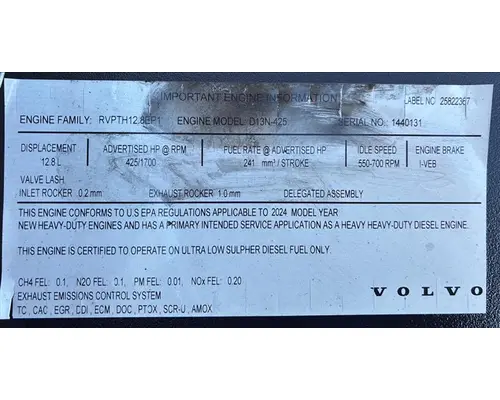 VOLVO D13N EPA 21 (MP8) ENGINE ASSEMBLY