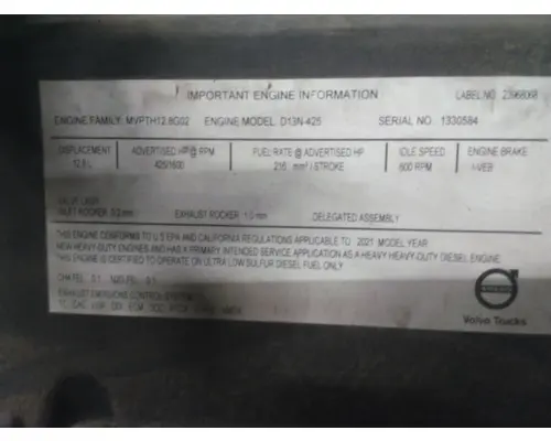 VOLVO D13N EPA 21 (MP8) ENGINE ASSEMBLY