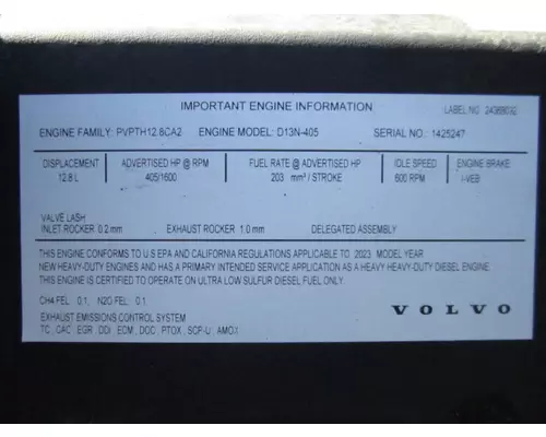 VOLVO D13N EPA 21 (MP8) ENGINE ASSEMBLY