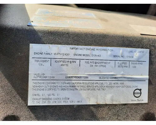 VOLVO D13N EPA 21 (MP8) ENGINE ASSEMBLY