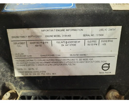 VOLVO D13N EPA 21 (MP8) ENGINE ASSEMBLY