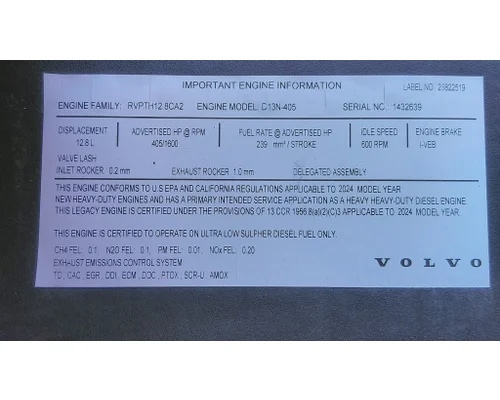 VOLVO D13N EPA 21 (MP8) ENGINE ASSEMBLY