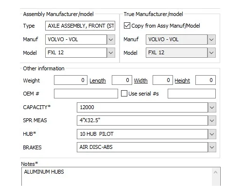 VOLVO FXL 12 AXLE ASSEMBLY, FRONT (STEER)