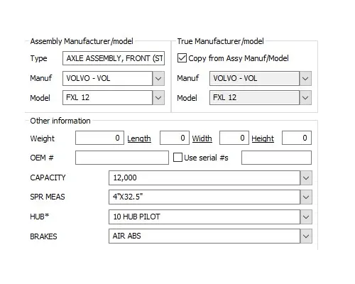 VOLVO FXL 12 AXLE ASSEMBLY, FRONT (STEER)