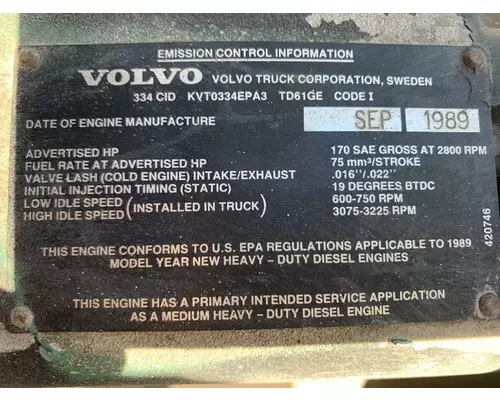 VOLVO TD61 Engine Assembly