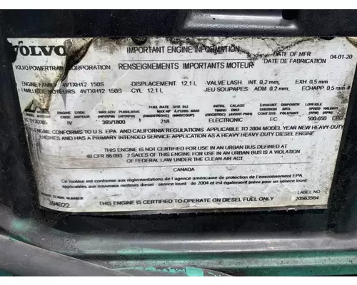 VOLVO VED-12D Engine Assembly