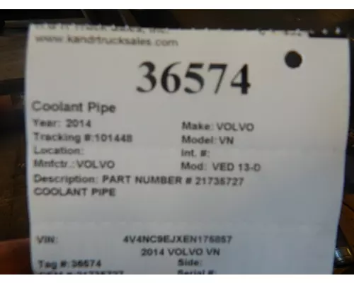 VOLVO VED 13-D Coolant Pipe 