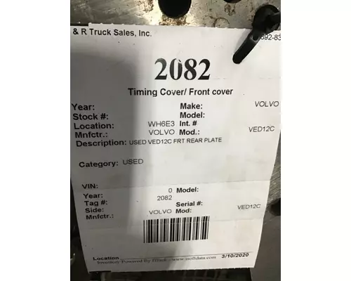 VOLVO VED12C Timing Cover Front cover