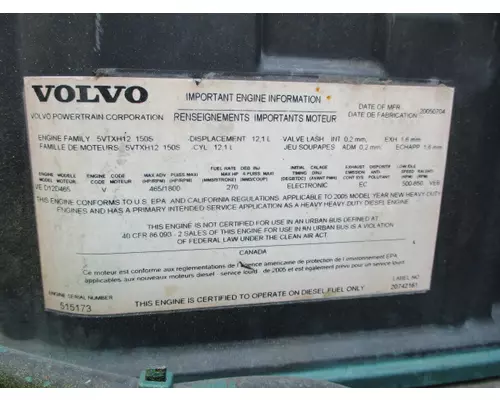 VOLVO VED12D (EGR) EPA 04 ENGINE ASSEMBLY