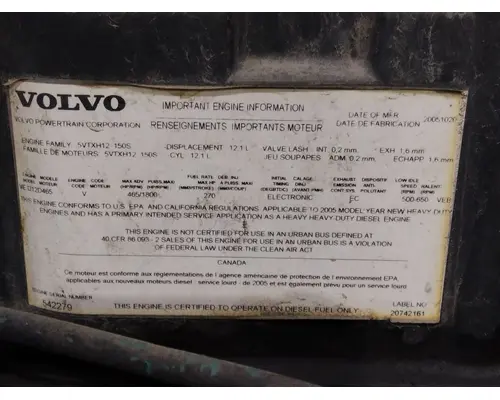 VOLVO VED12D (EGR) EPA 04 ENGINE ASSEMBLY