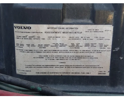 VOLVO VED12D (EGR) EPA 04 ENGINE ASSEMBLY