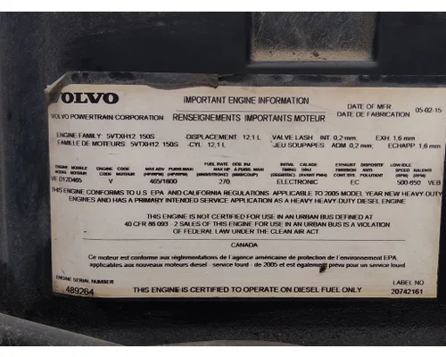 VOLVO VED12D (EGR) EPA 04 ENGINE ASSEMBLY
