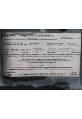 VOLVO VED12D (EGR) EPA 04 ENGINE ASSEMBLY