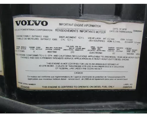 VOLVO VED12 Engine Assembly