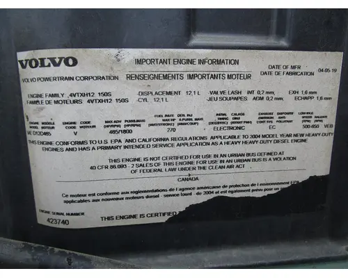 VOLVO VED12 Engine Assembly