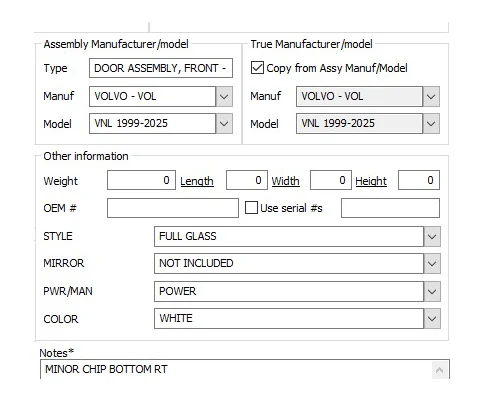 VOLVO VNL 1999-2025 DOOR ASSEMBLY, FRONT