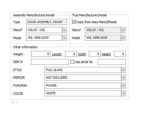 VOLVO VNL 1999-2025 DOOR ASSEMBLY, FRONT