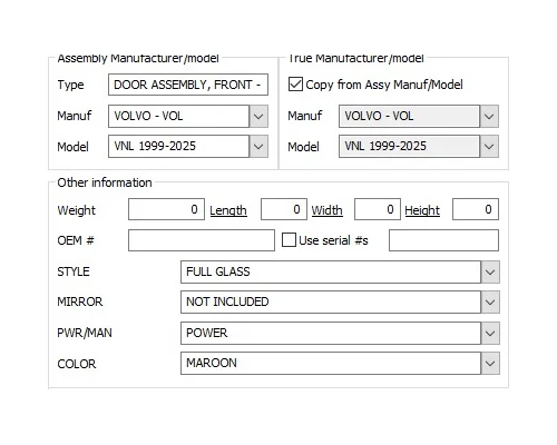 VOLVO VNL 1999-2025 DOOR ASSEMBLY, FRONT