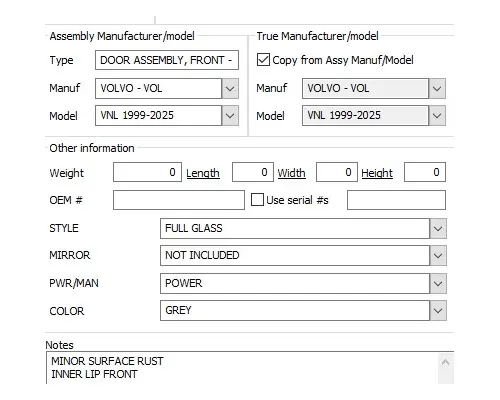 VOLVO VNL 1999-2025 DOOR ASSEMBLY, FRONT